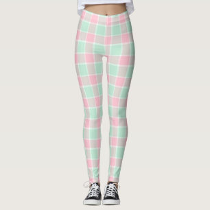 Pipoca-rosa/ Xadrez-pinta Leggings femininas