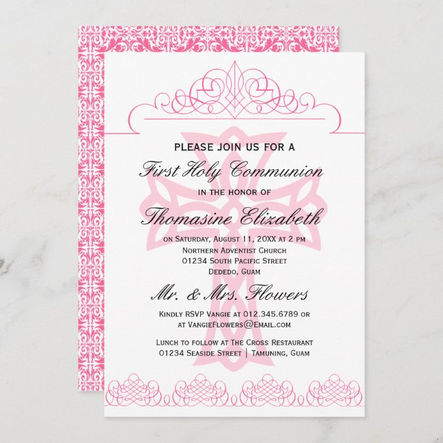 Pique primeiros convites da cruz do comunhão (Frente/Verso)