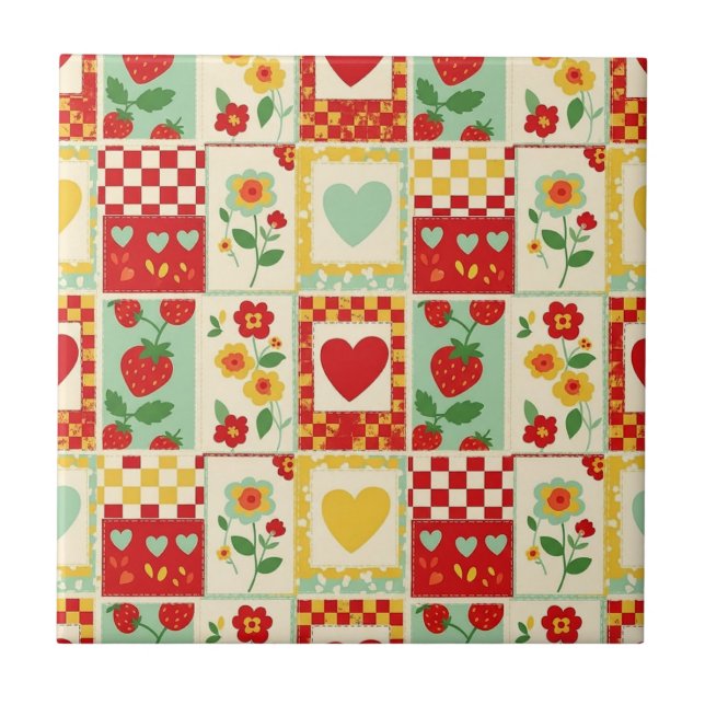 Piquenique de Patchwork de Morango (Frente)