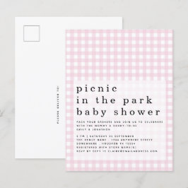 Piquenique No Convite Gingham Pink, Chá de fraldas