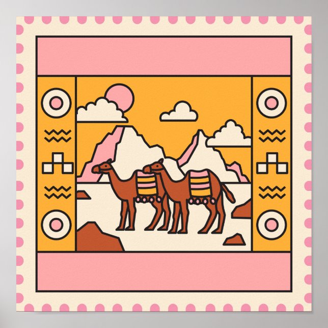 Pirâmides e Poster de Camelos (Frente)