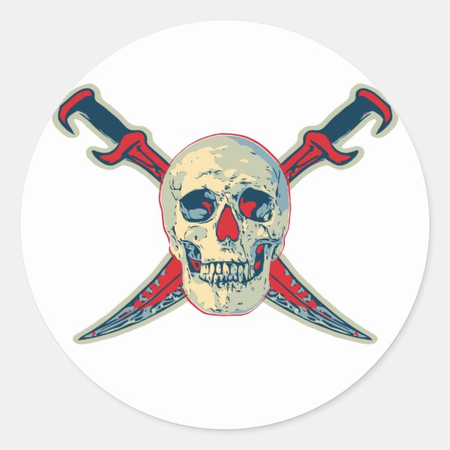Pirata (Caveira) - Adesivo redondo clássico,  bri (Frente)