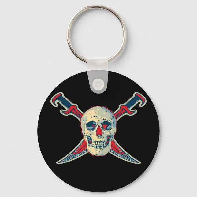 Pirata (Caveira) - Chaveiro de Botão Básico de 2,2 (Frente)
