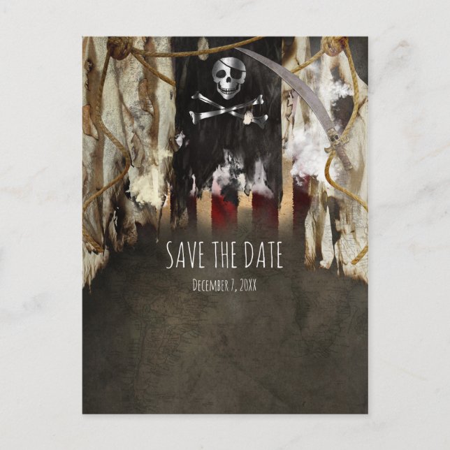 Pirata Convites De Grupo De Tema Salvar A Data (Frente)