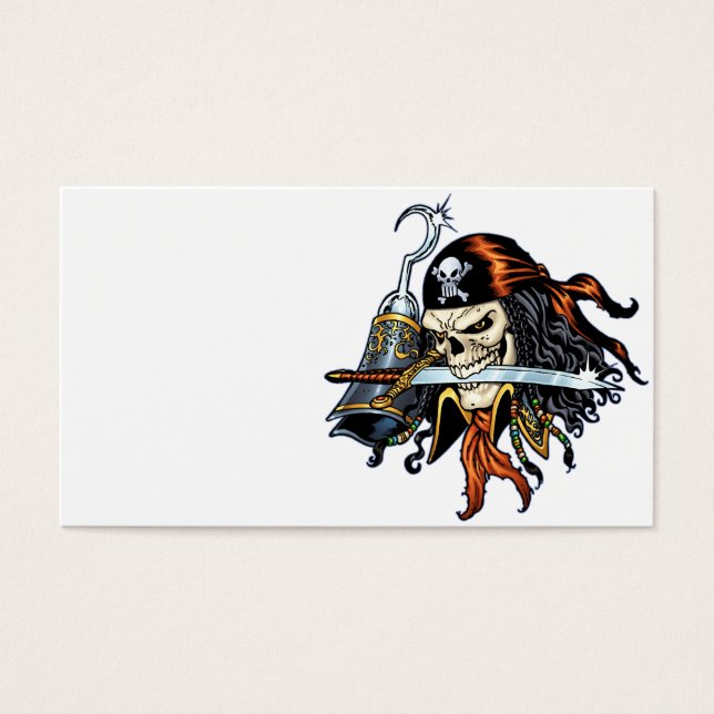 Pirata de crânio com espada e gancho pela Al Rio (Frente)