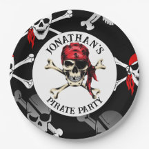 PIRATA E OSSOS CRAVADOS Prato de Papel