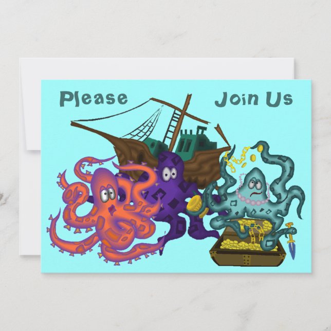 Pirata Enterrou Tesouros Submarinos Convite (Frente)