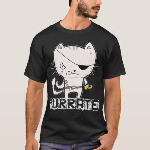 Pirata Gato Camisa Purrate Gatinho Olho De Espada
