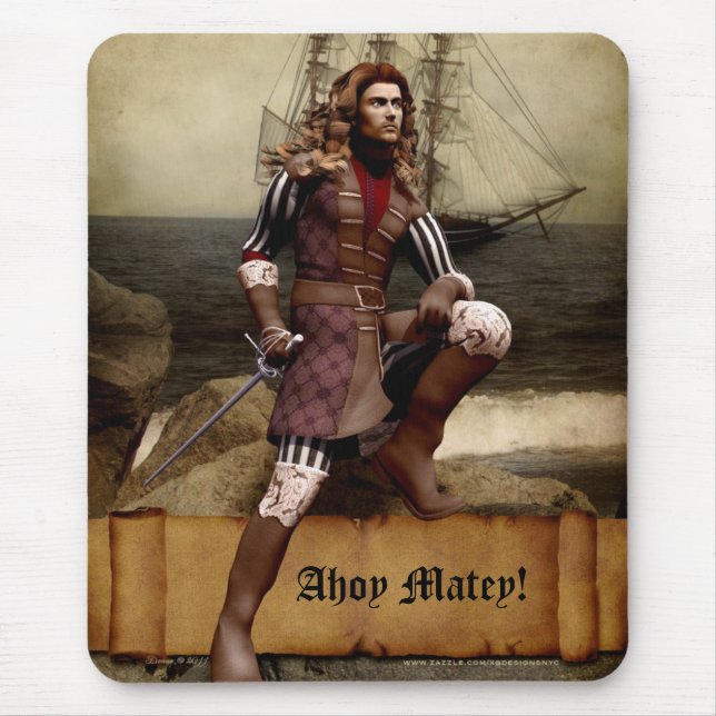 Pirate - Ahoy Matey - Mousepad Personalizável (Frente)