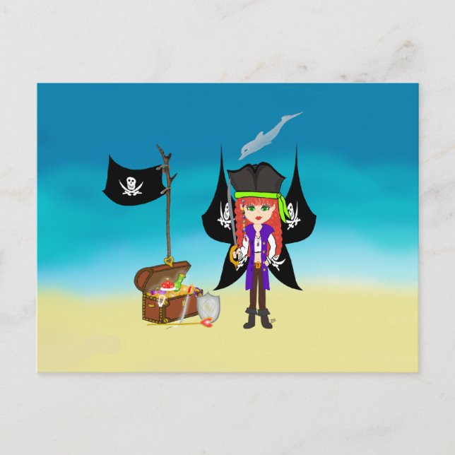 Pirate Faery com cartão postal do tesouro (Frente)