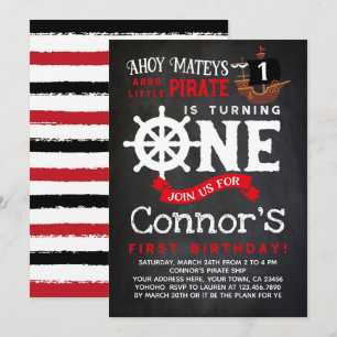 Pirate Primeiro Convite De Aniversário