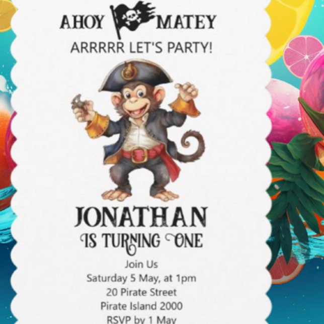 Pirate Primeiro Convite De Aniversário (Party Pirates  Is The Destination For Every Celebration And Every Moment.)