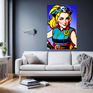 Pirate, senhora norueguesa AI Art Poster