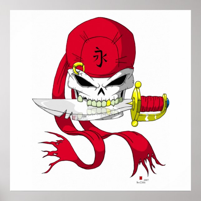 Pirate Skull Bandana Poster (Frente)