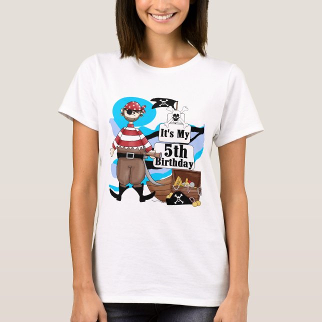Pirateie o 5os camiseta e presentes do aniversário (Frente)