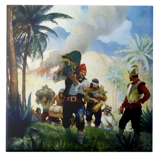 "Pirates and Plunder", por NC Wyeth (Frente)
