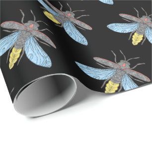 Pirilampo (preto) - Papel de embrulho