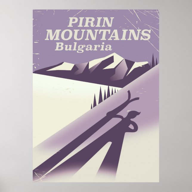 Pirin Mountain Bulgaria ski poster (Frente)
