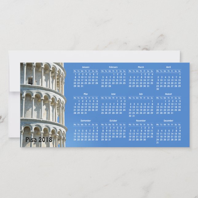 Pisa, Itália, calendário 2018 (Frente)
