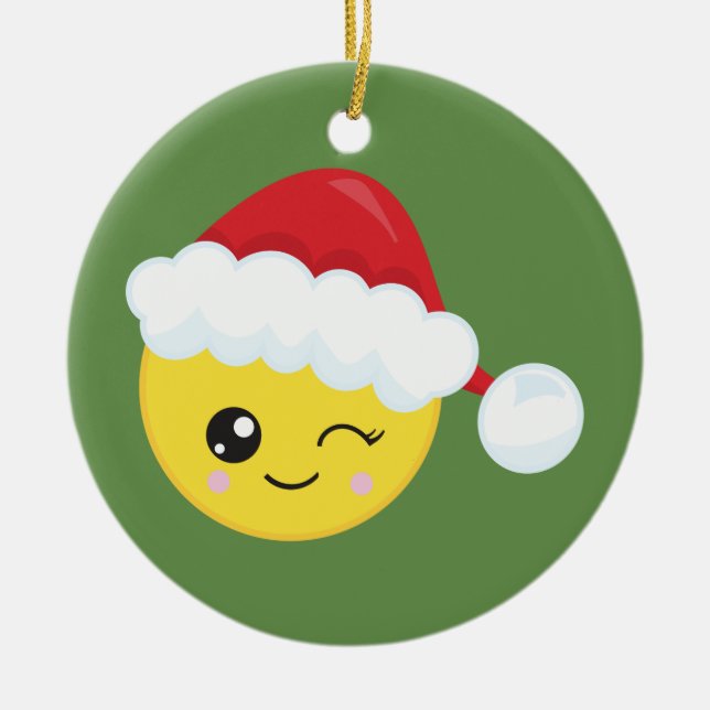 Pisc enfeites de natal de Emoji do papai noel (Frente)