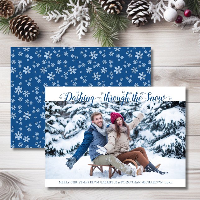 Piscando pelo Cartões de foto de Natal da neve (Dashing Through the Snow Christmas Photo Card)