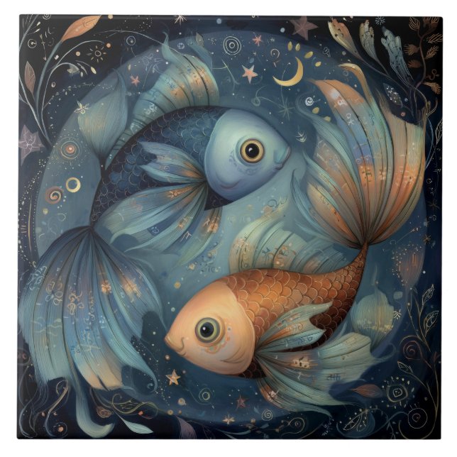 Pisces Fish Zodiac Astrology Celestial Birthday (Frente)