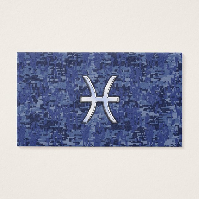 Pisces Zodiac Sign on Navy Blue Digital Camo (Frente)