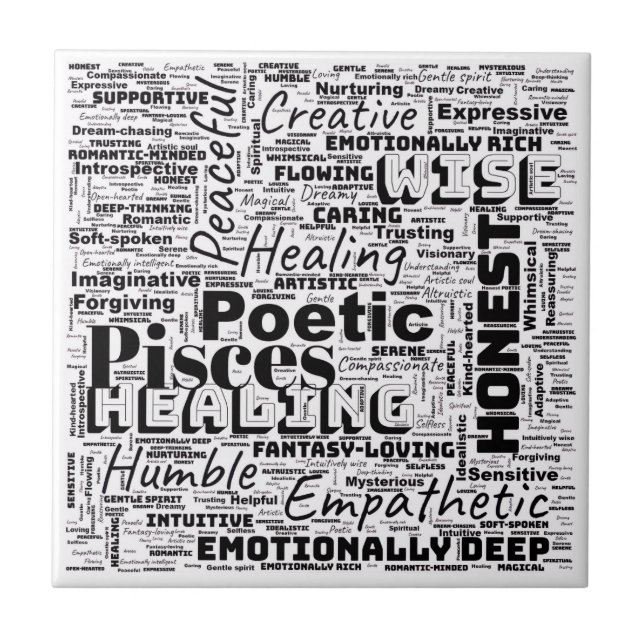 Pisces Zodiac Word Cloud Inspirational Photo Tile (Frente)