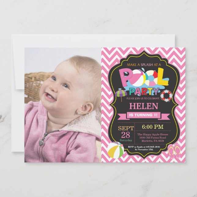 Piscina Convite de festas Cor-de-rosa Esplate Rapa (Frente)