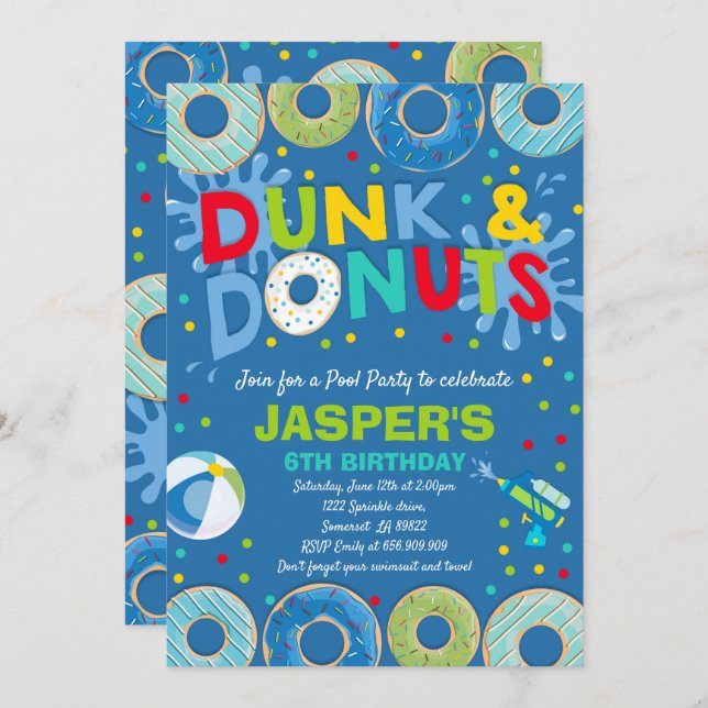 Piscina Convite de festas Duna E Festa De Piscina  (Frente/Verso)
