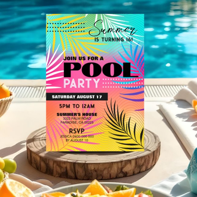PISCINA Convite de festas Rapariga Adulta Festa de (POOL PARTY Invitation Girl Pool Party Invitation Editable Teen Girl Pool Party Birthday Invitation)