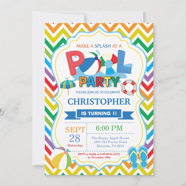 Piscina Convite de festas Verão Esplate Boy (Frente)
