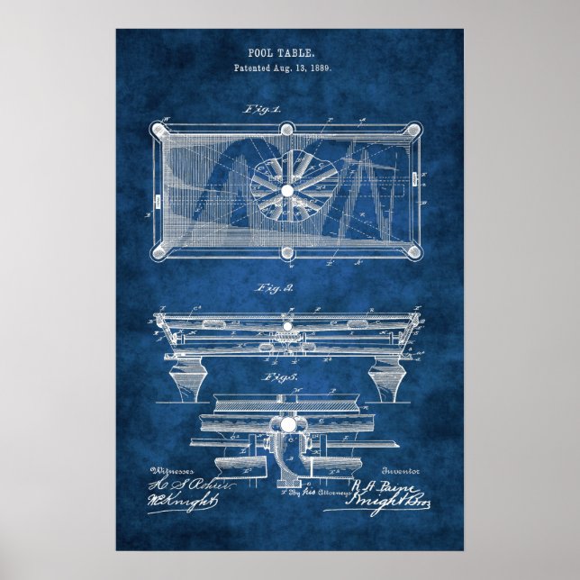 Piscina de patente da Mesa nº 10 Billiard Poster (Frente)