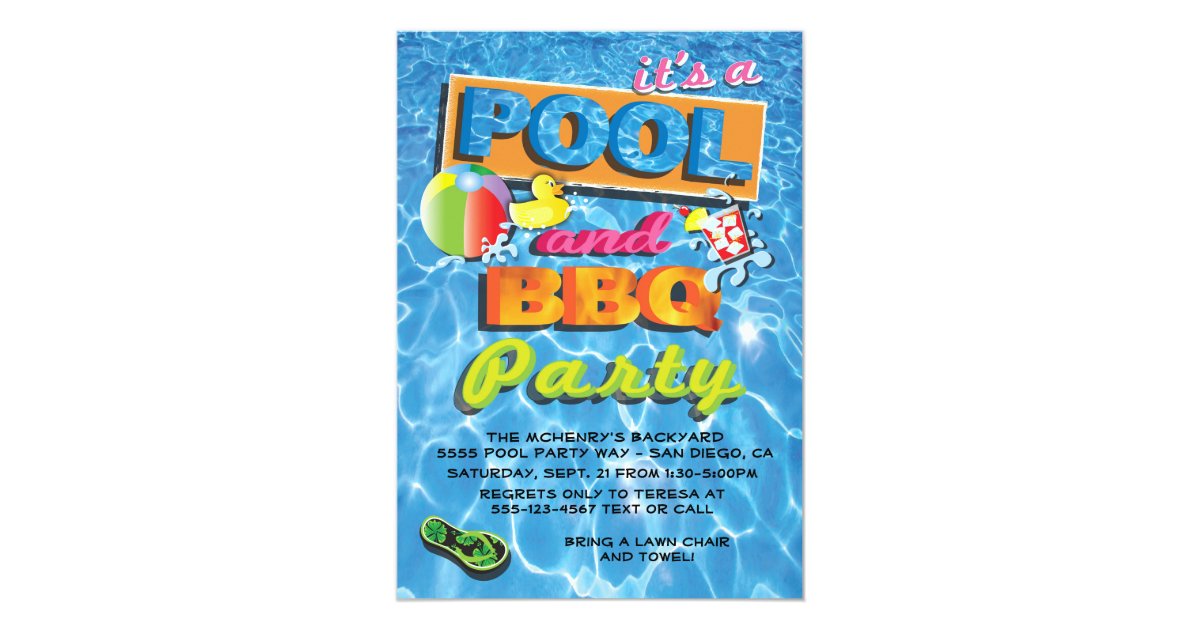 Piscina E Convites De Festas Do Churrasco Zazzle Com Br