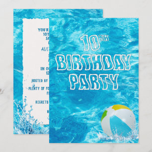 Piscina natação 10º Convite de aniversário