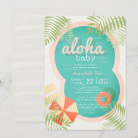 Piscina tropical Beige Aloha Convite para Chá de f