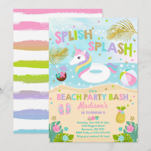 Piscina Unicorn Convite de festas Beach