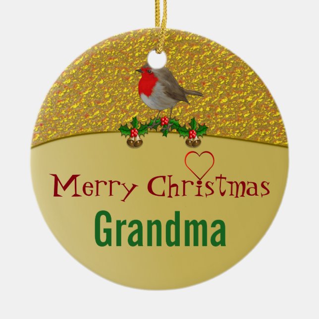 Pisco de peito vermelho e enfeites de natal (Frente)