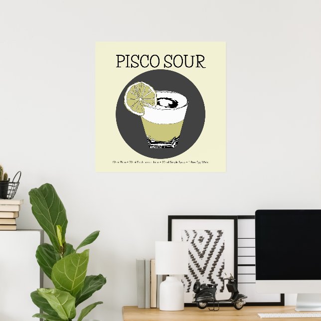 Pisco Sour Illustration Poster (Escritório em casa)