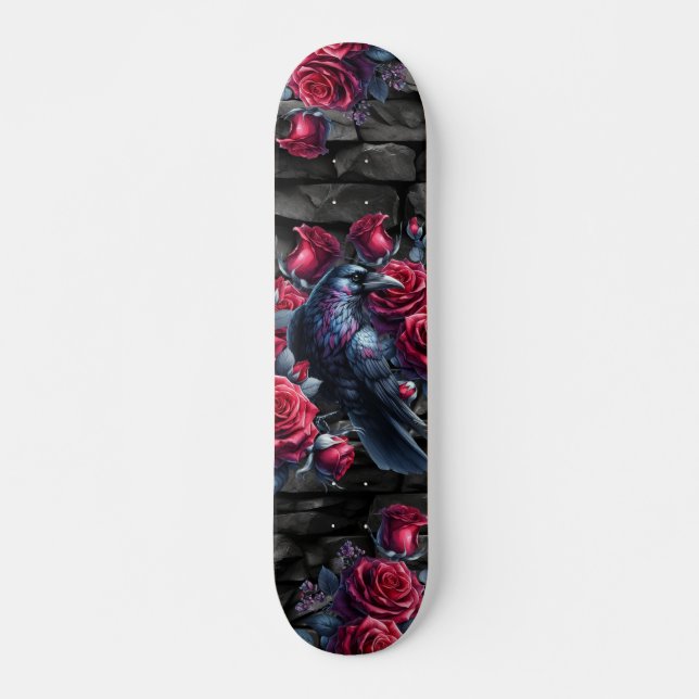Piso de Skate preto feminino único Raven e Rosa ve (Frente)
