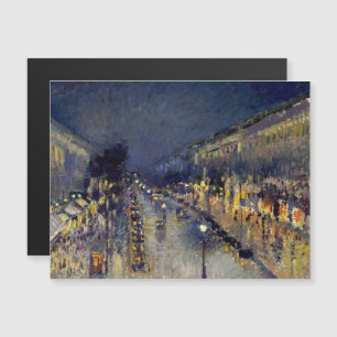Pissarro - Blvd Montmartre à Noite Cartão Magnétic