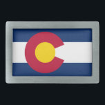 PISTA DO ESTADO DO COLORADO<br><div class="desc">A bandeira do estado do Colorado. O azul é para representar os céus,  o ouro representa o sol abundante que o estado aprecia,  o branco representa as montanhas com neve e o vermelho representa a terra nua</div>
