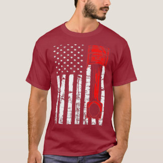 Pistão T Camisa Bandeira Mecânica Americana Patrió
