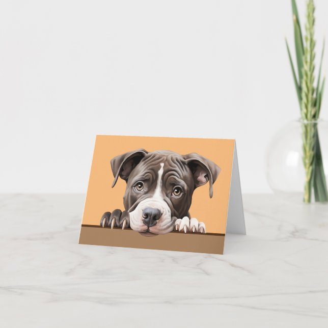 Pit Bull Cão Pet Notecard ou Cartões de agradecime (Frente)