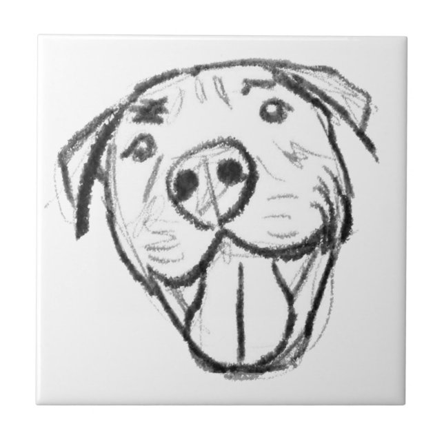 pitbull desenhando simples cão amante branco preto (Frente)