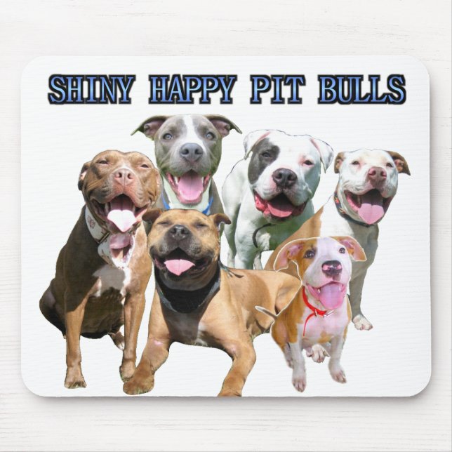 Pitbull felizes brilhantes Mousepad (Frente)