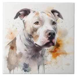 Pitbull Terrier Watercolor Dog Art