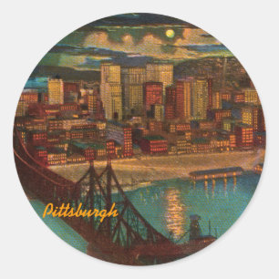 Pittsburgh por etiquetas do vintage do luar