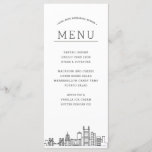 Pittsburgh Skyline | Menu Janto de Eventos de Casa<br><div class="desc">Um conjunto de menus personalizados de comida para o seu próximo evento temático de casamento na bela cidade de Pittsburgh, Pensilvânia. Ele apresenta uma ilustração desfeita do horizonte da cidade. Acima disso, são pontos para a sua seleção de menu exclusiva. No verso está uma cor de cinza de níquel macio...</div>