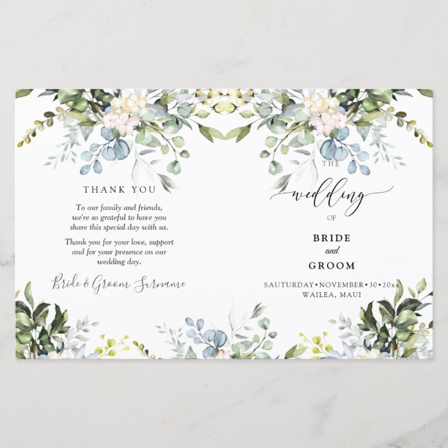 PixDezines Aquarela Eucalipto em Azul Poeira (Frente)